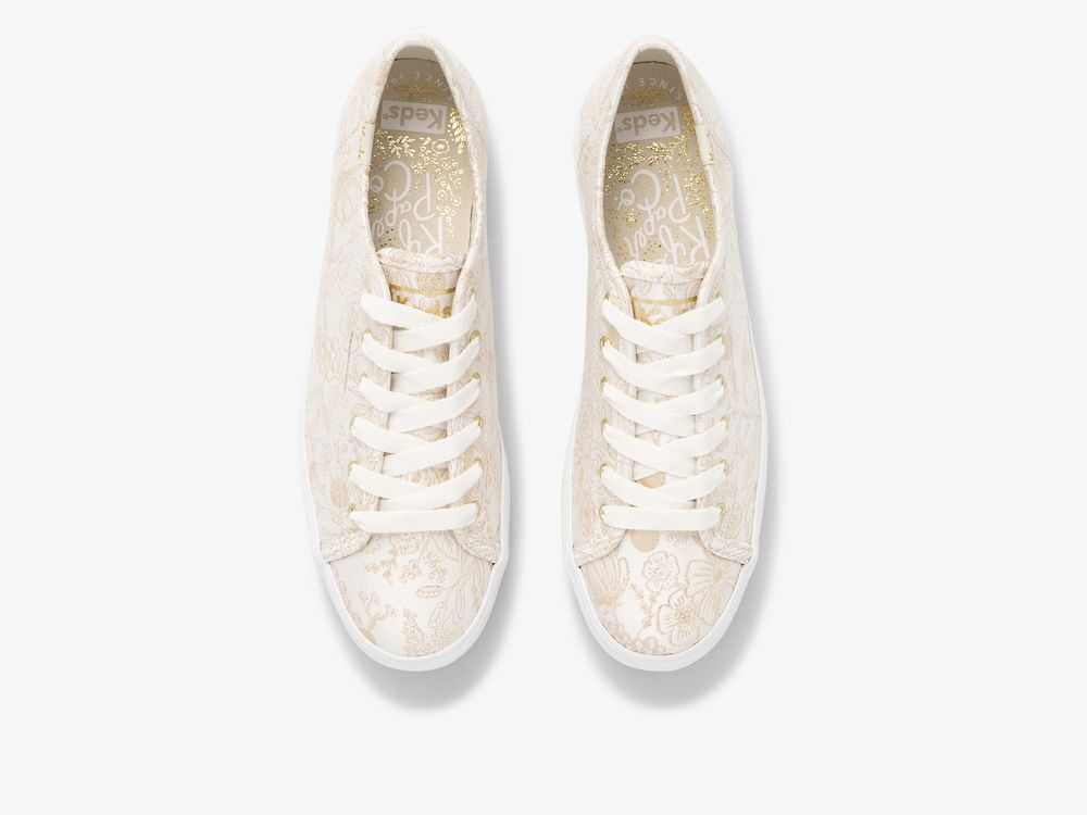 Keds Rifle Paper Co. Triple Kick Colette Jacquard Snøresko Dame Hvite | NO-19196