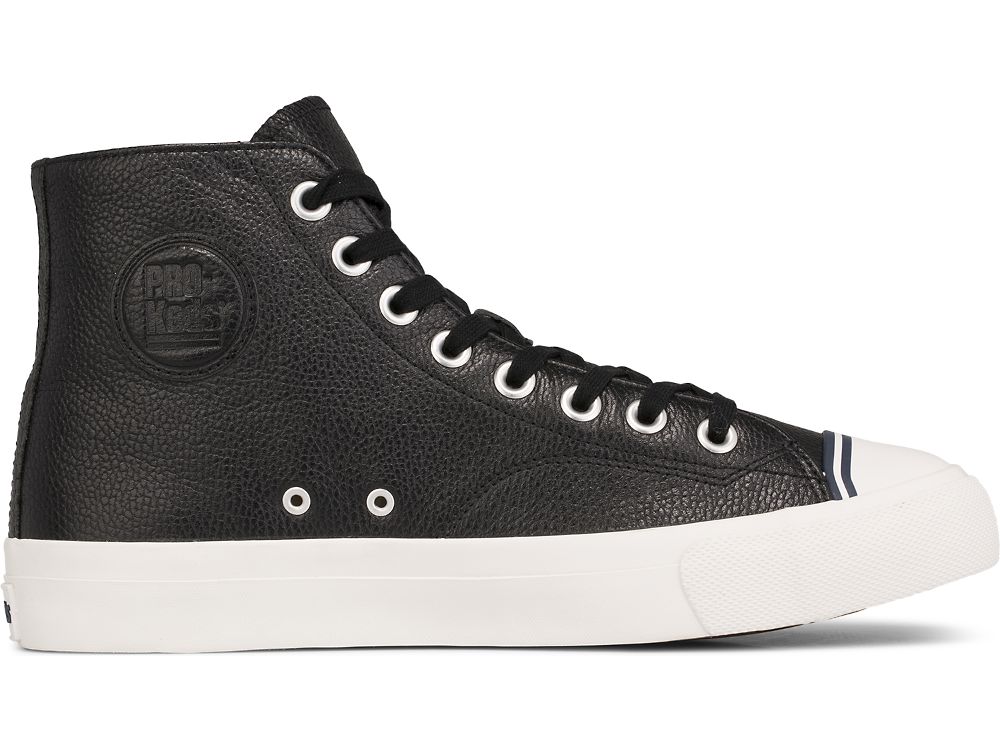 Keds Royal Hi Lær Lær Sneakers Dame Svarte | NO-00708