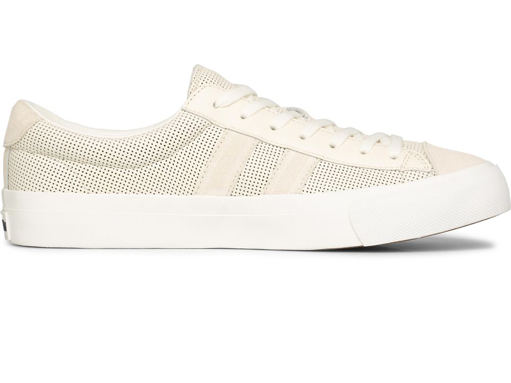 Keds Royal Plus Perf Lær Lær Sneakers Dame Pisket Krem | NO-66307