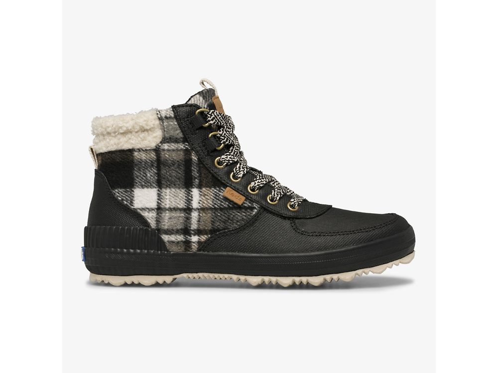 Keds Scout Boot III Vann Resistant Twill Plaid w/ Thinsulate™ Snøresko Dame Svarte | NO-23787