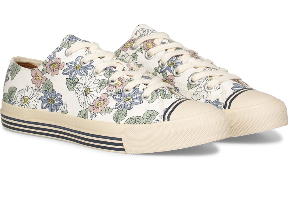 Keds Super Recycled Canvas Floral Print Joggesko Herre Pisket Krem | NO-91776