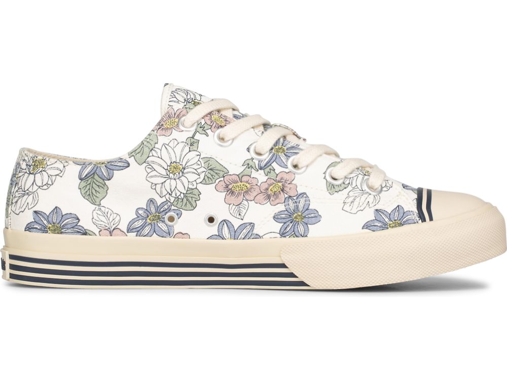 Keds Super Recycled Canvas Floral Print Joggesko Herre Pisket Krem | NO-91776