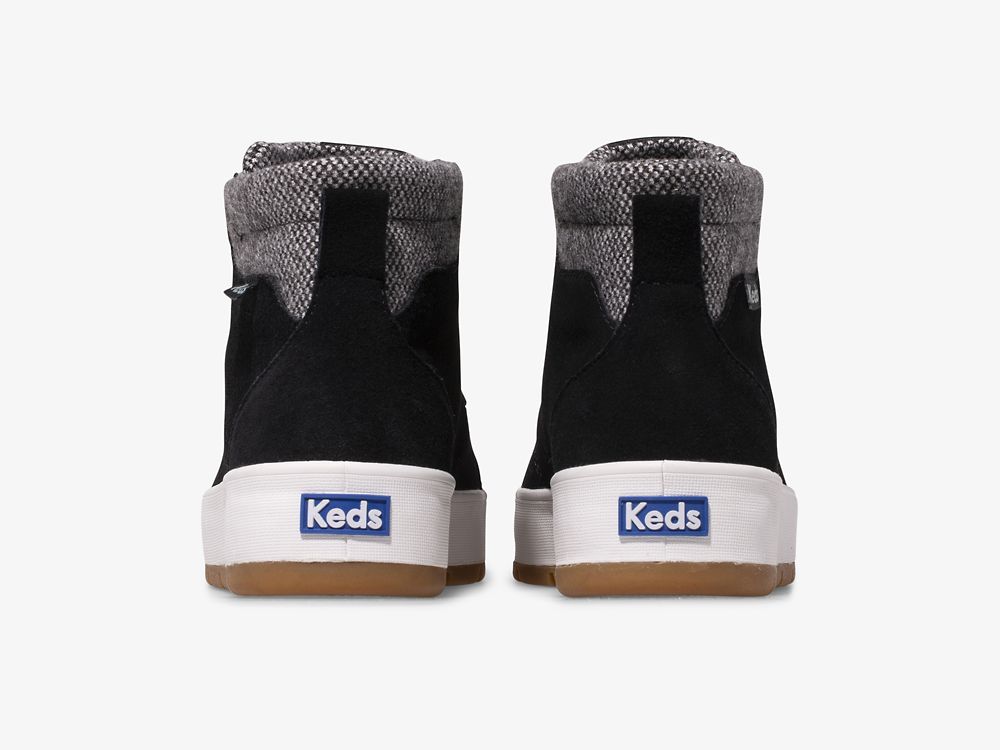 Keds Tahoe Boot Semsket Skinn Snøresko Dame Svarte | NO-18817