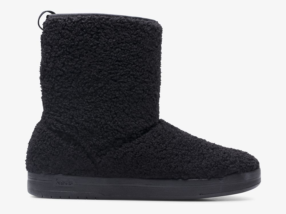 Keds Tally Boot Faux Shearling Snøresko Dame Svarte | NO-24119