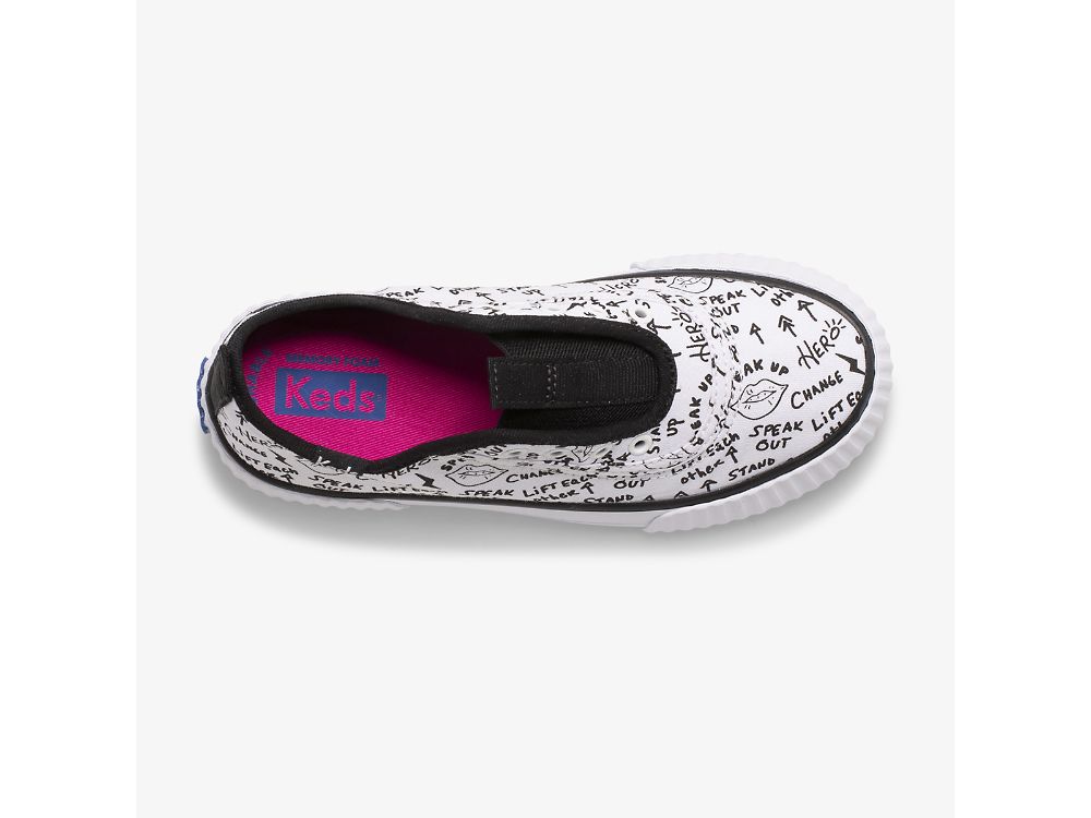 Keds Topkick Washable Slip-On SlipOnSneakers Jente Hvite Svarte | NO-09709