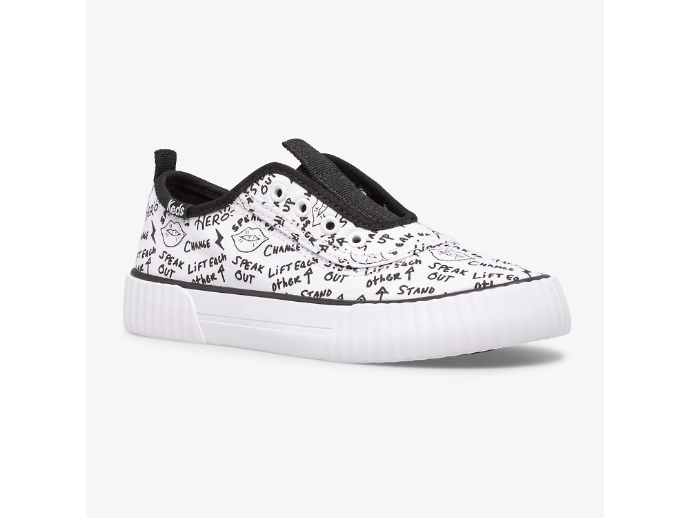 Keds Topkick Washable Slip-On SlipOnSneakers Jente Hvite Svarte | NO-09709