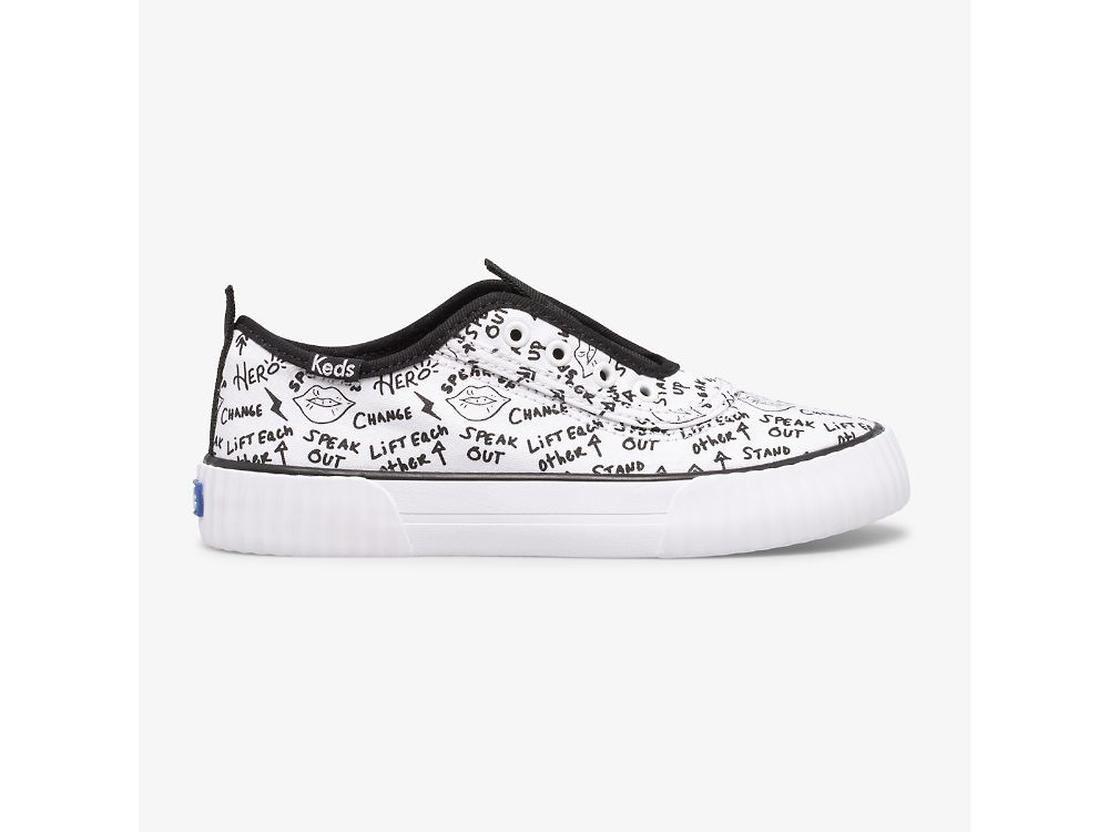 Keds Topkick Washable Slip-On SlipOnSneakers Jente Hvite Svarte | NO-09709