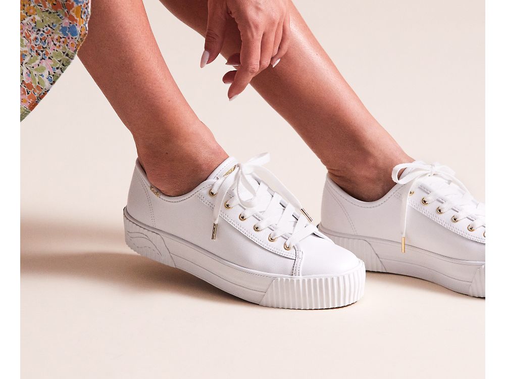 Keds Triple Kick AMP Lær Lær Sneakers Dame Hvite | NO-31376