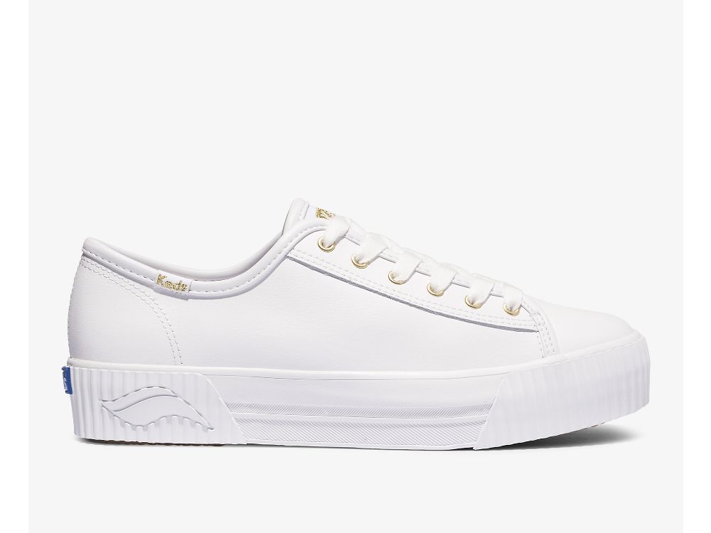 Keds Triple Kick AMP Lær Lær Sneakers Dame Hvite | NO-31376