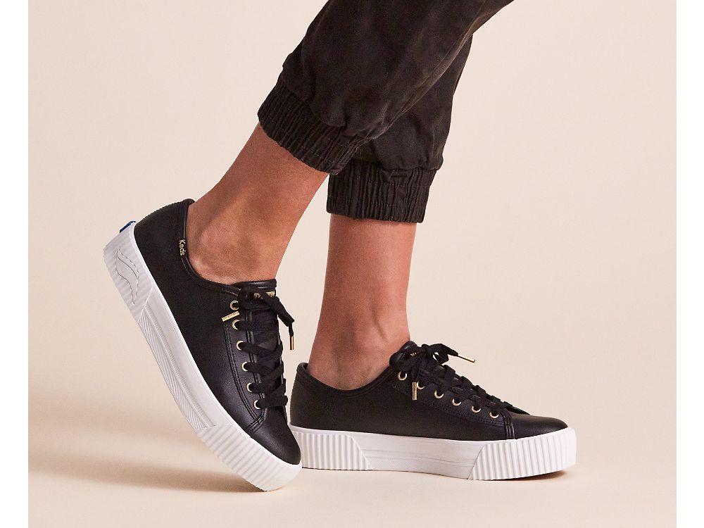 Keds Triple Kick AMP Lær Snøresko Dame Svarte | NO-88791