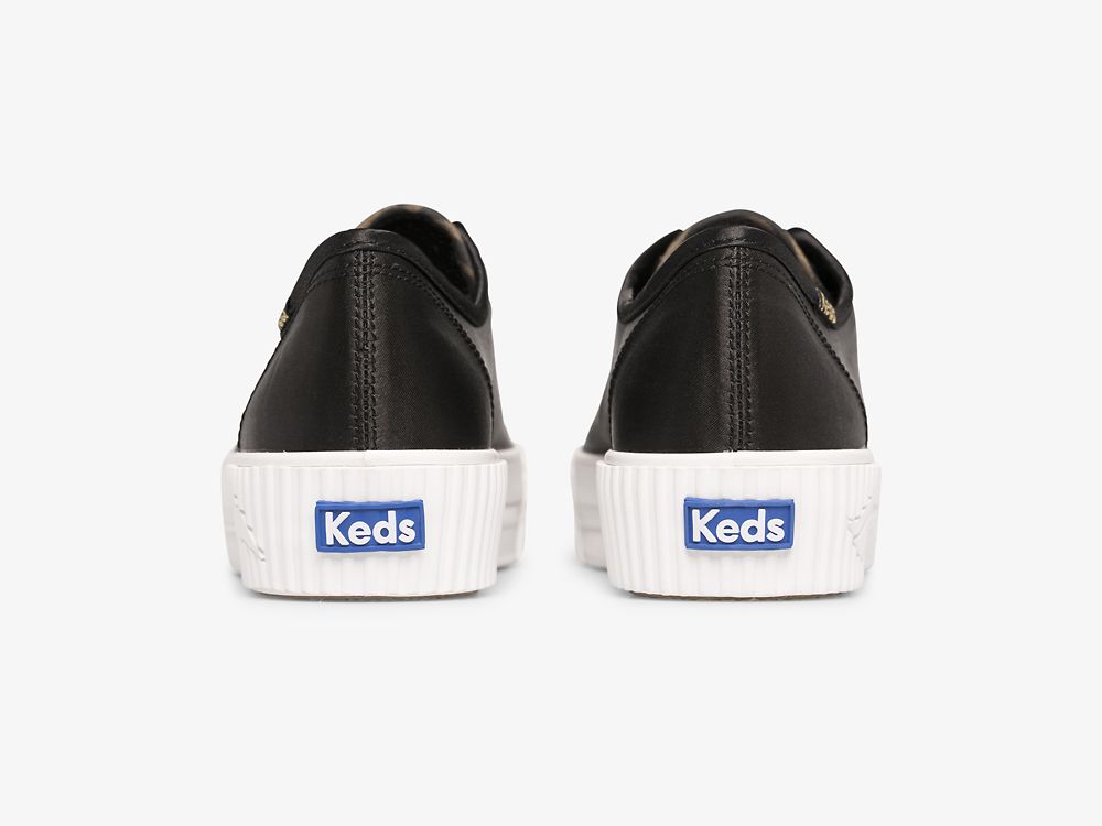 Keds Triple Kick AMP Satin Snøresko Dame Svarte | NO-70062