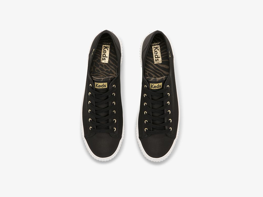 Keds Triple Kick AMP Satin Snøresko Dame Svarte | NO-70062