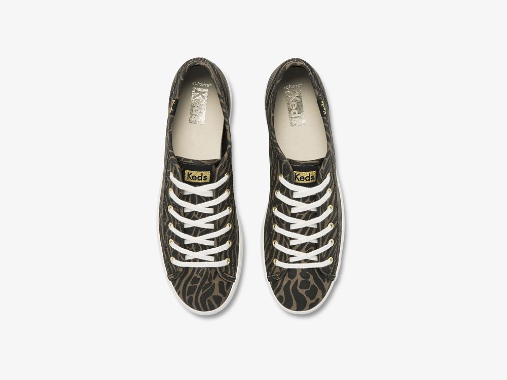 Keds Triple Kick Feat. Organic Bomull Print Tennis Sko Dame Gull Svarte Camouflage | NO-97420