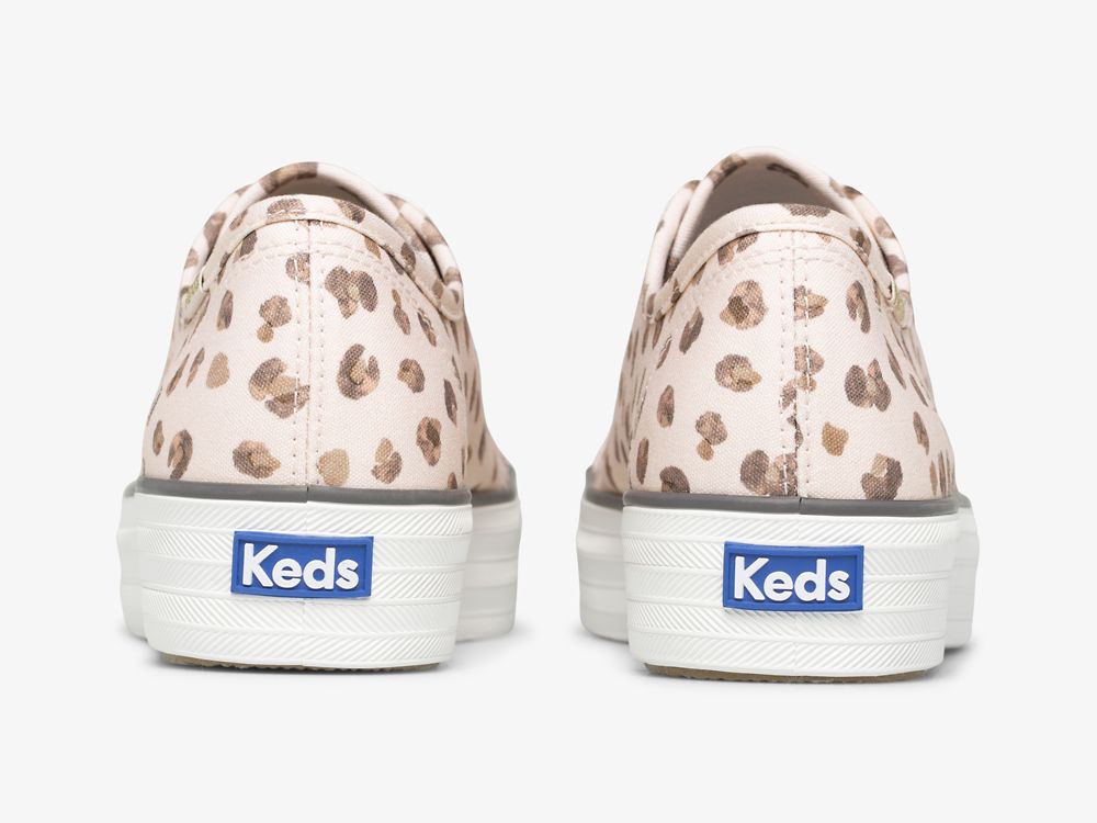 Keds Triple Kick Leopard Canvas Tennis Sko Dame Rosa Multicolor | NO-03374