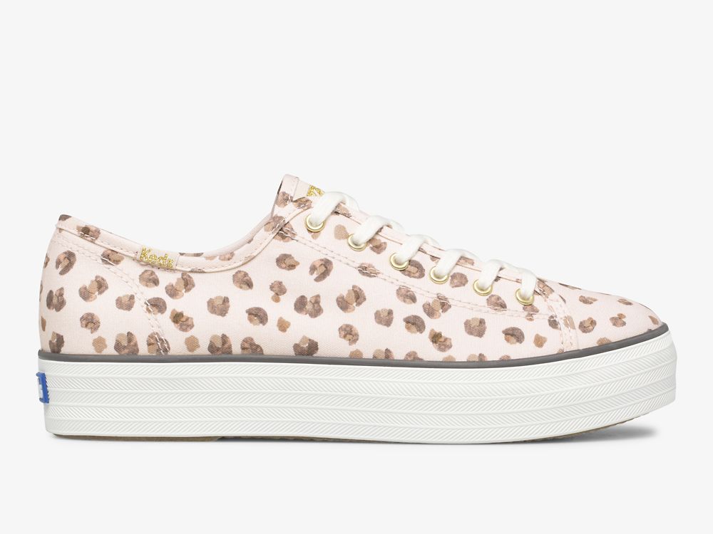 Keds Triple Kick Leopard Canvas Tennis Sko Dame Rosa Multicolor | NO-03374