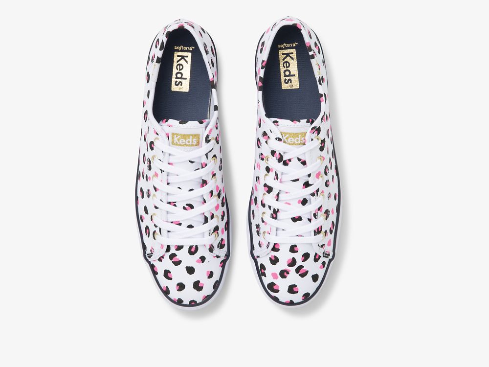 Keds Triple Kick Leopard Canvas Tennis Sko Dame Hvite Multicolor | NO-25295