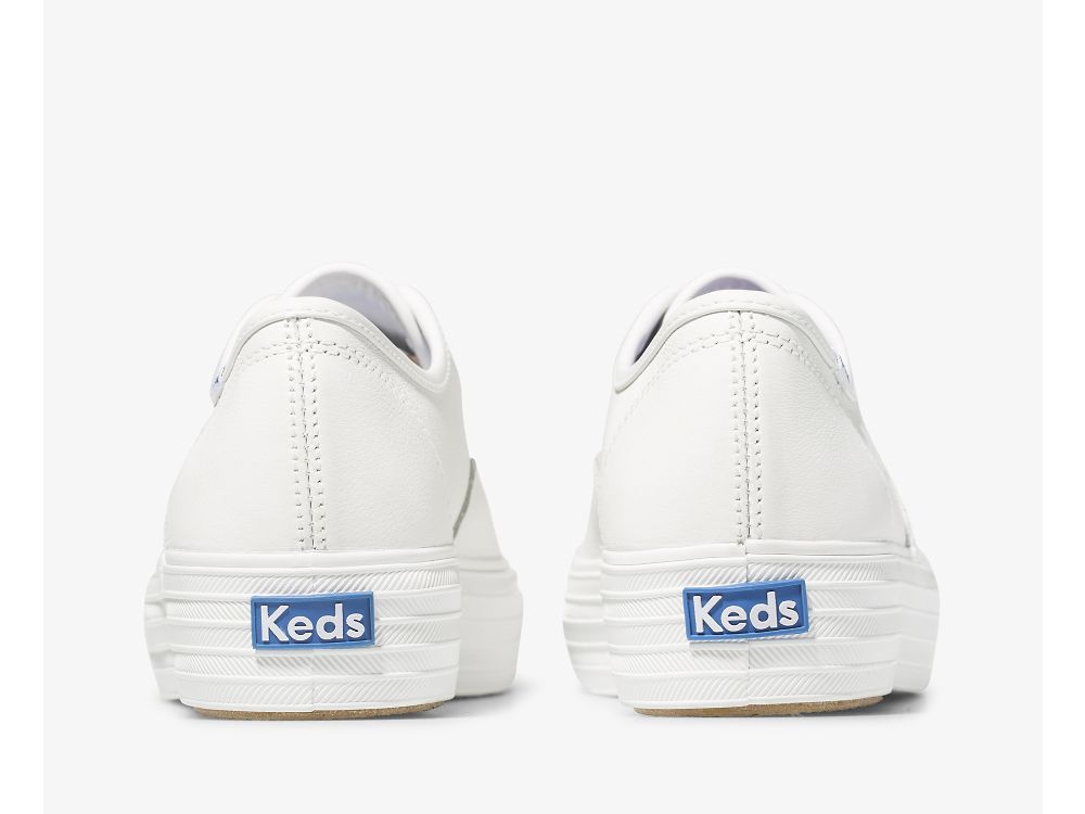 Keds Triple Lær Platform Sneakers Dame Hvite | NO-72665