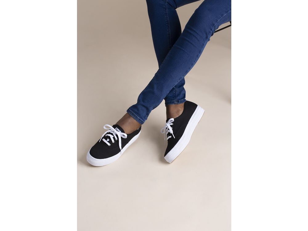 Keds Triple Platform Sneakers Dame Svarte | NO-79036