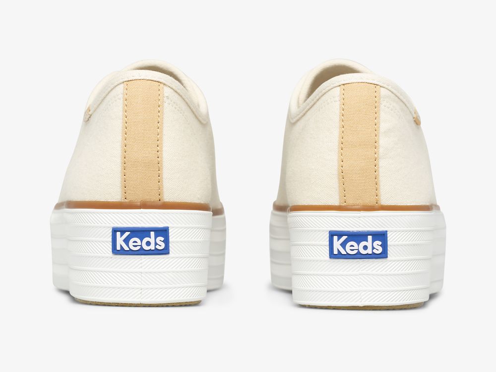 Keds Triple Up Canvas Platform Sneakers Dame Pisket Krem | NO-28505