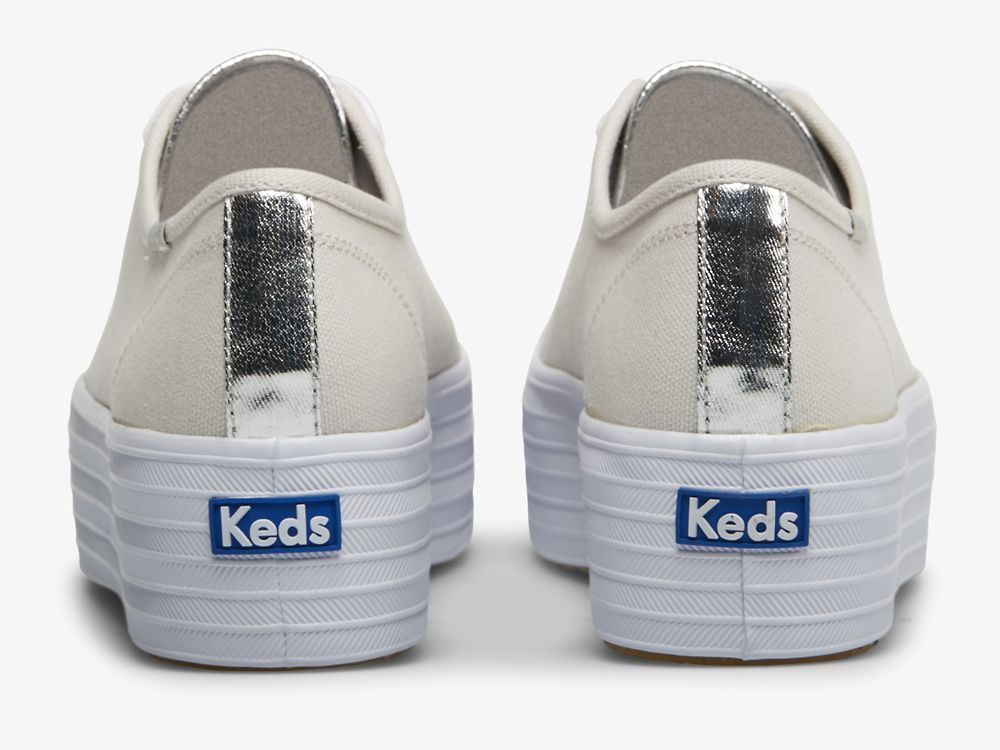 Keds Triple Up Canvas Platform Sneakers Dame Grå Sølv | NO-50766