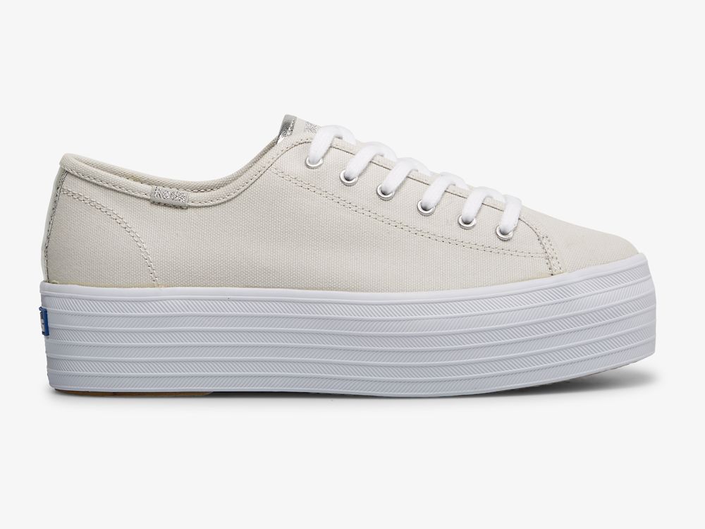 Keds Triple Up Canvas Platform Sneakers Dame Grå Sølv | NO-50766