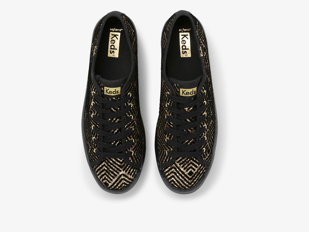 Keds Triple Up Dazzle Snøresko Dame Svarte Gull | NO-74787