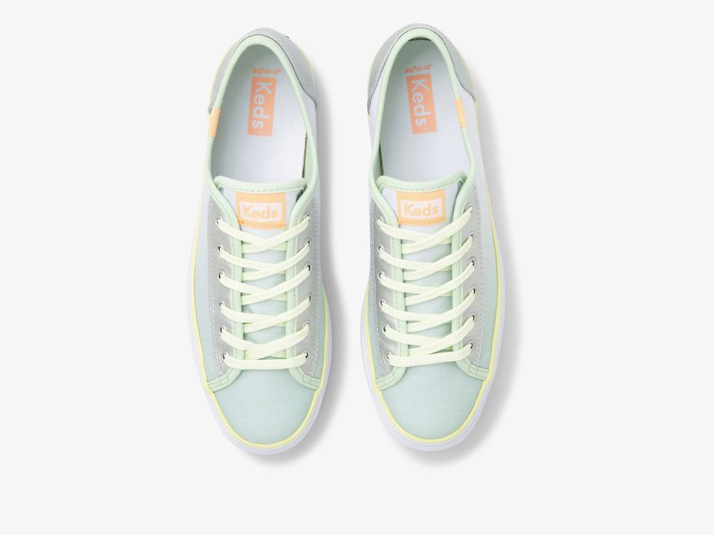 Keds Triple Up Fade Canvas Platform Sneakers Dame Grønn Multicolor | NO-85940