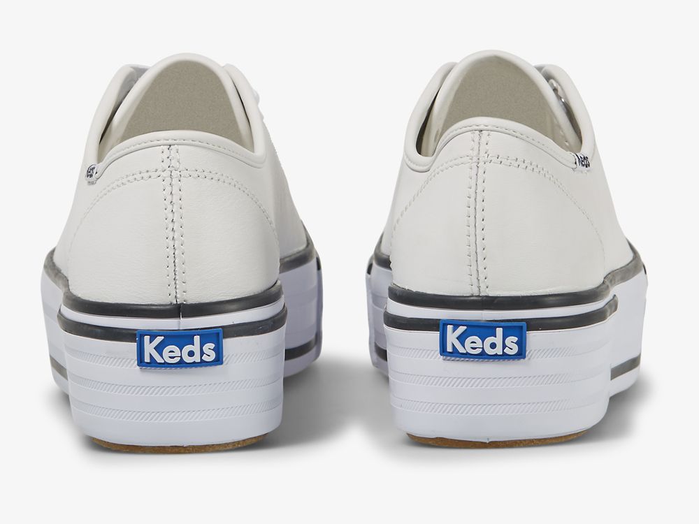 Keds Triple Up Lær Bumper Foxin Lær Sneakers Dame Hvite | NO-35881