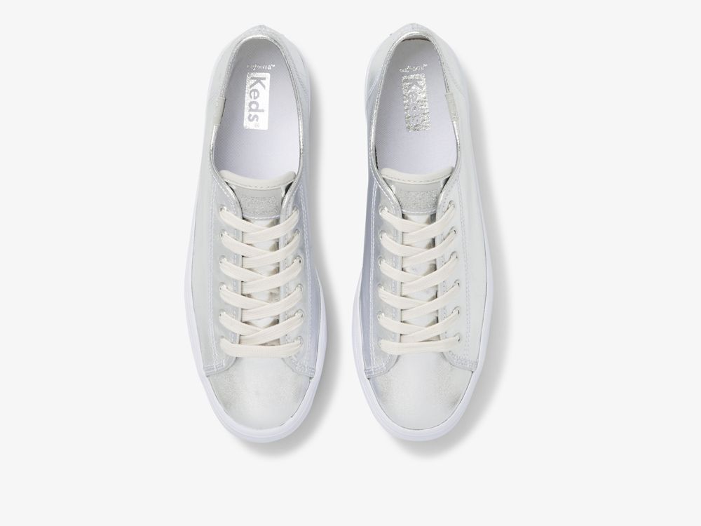 Keds Triple Up Metallic Twill Tennis Sko Dame Sølv | NO-94763