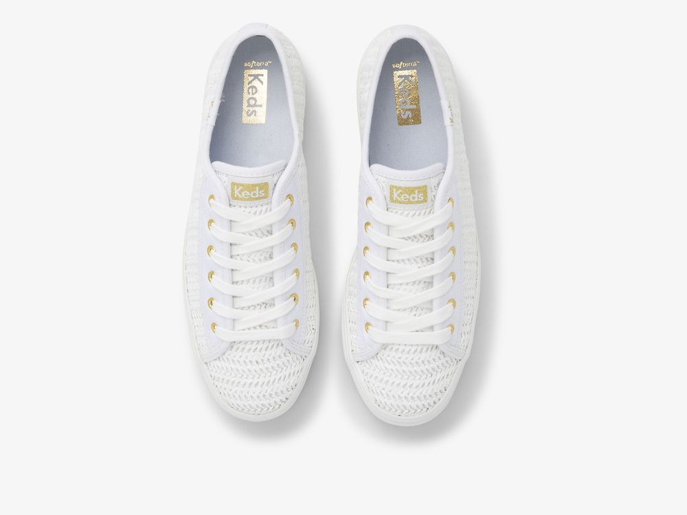 Keds Triple Up Raffia Platform Sneakers Dame Hvite | NO-55876