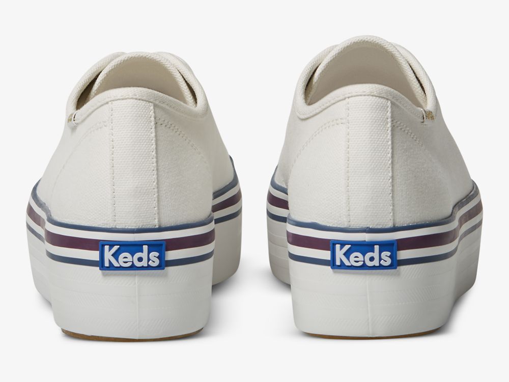 Keds Triple Up Varsity Platform Sneakers Dame Hvite Blå | NO-42336